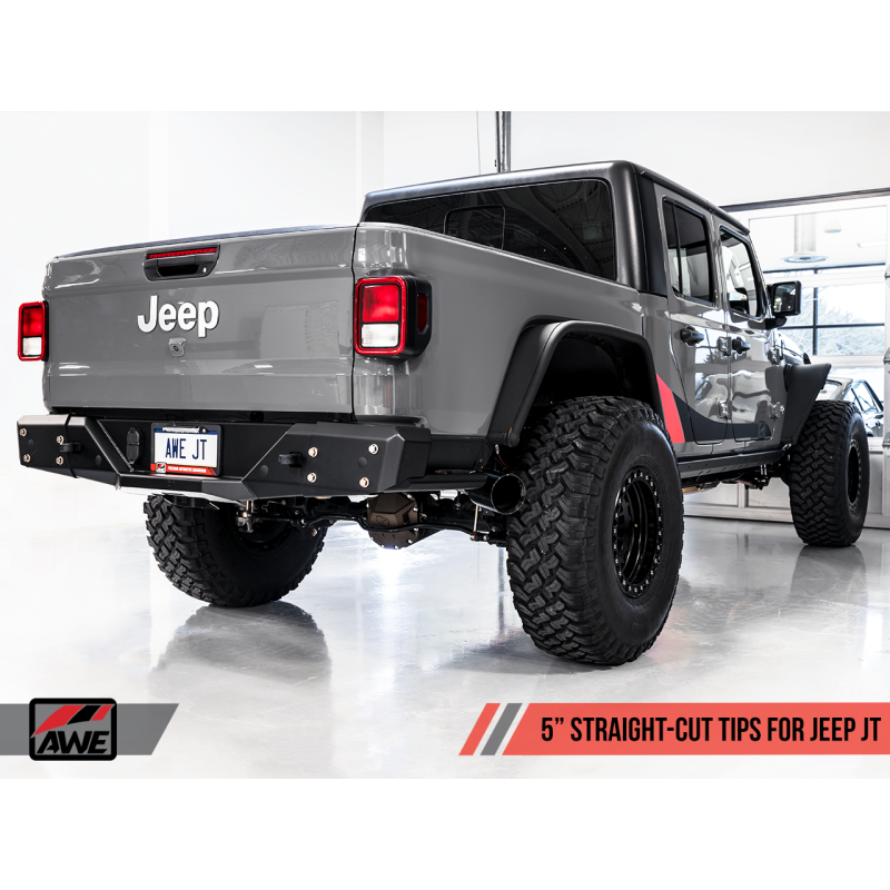 AWE Tuning 20-21 Jeep Gladiator JT 3.6L Tread Edition Cat-Back Dual Exhaust - Diamond Black Tip