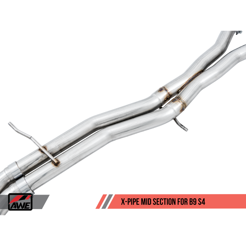 AWE Tuning Audi B9 S4 Touring Edition Exhaust - Non-Resonated (Silver 102mm Tips)