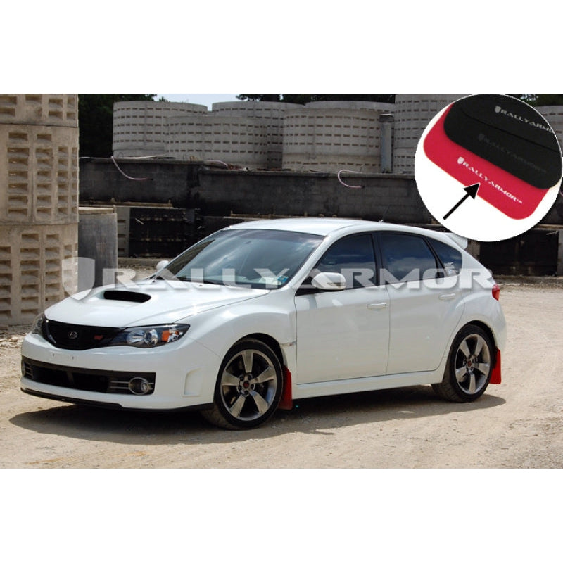 Rally Armor 08-11 Subaru STI (Hatch Only) / 11-14 WRX (Hatch Only) Red UR Mud Flap w/ White Logo - T1 Motorsports