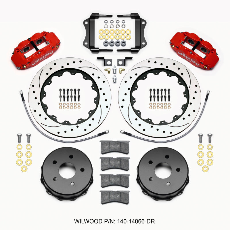 Wilwood Narrow Superlite 4R Rear Kit 14.00in Drilled Red 2007-up Jeep JK w/Lines - T1 Motorsports