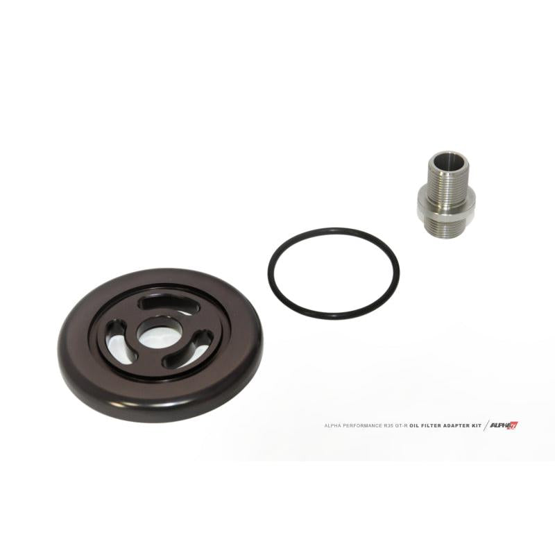 AMS Performance 09+ Nissan GT-R R35 Alpha Billet Oil Filter Adapter w/Street Filter for Cooling Kit