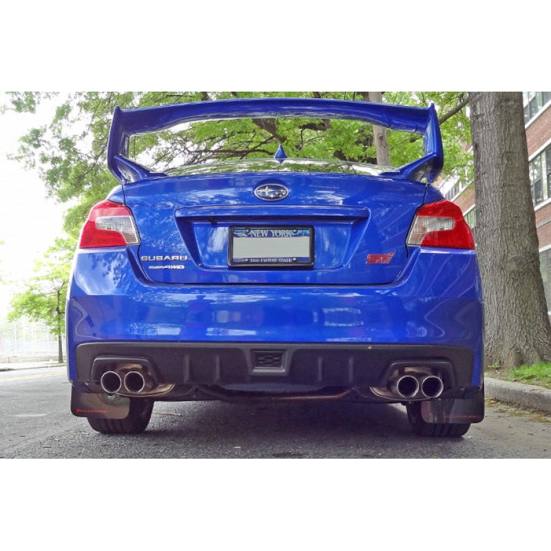 Rally Armor 15-21 Subaru WRX/STI (Sedan ONLY) Red UR Mud Flap w/ White Logo - T1 Motorsports