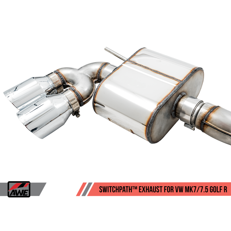 AWE Tuning Mk7 Golf R SwitchPath Exhaust w/Chrome Silver Tips 102mm - T1 Motorsports