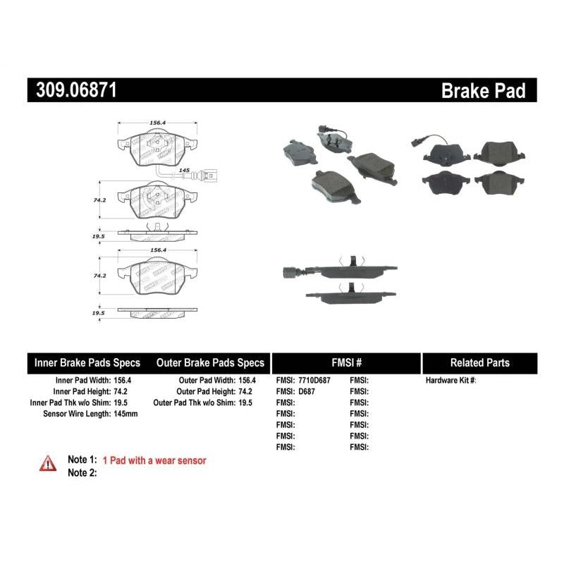 StopTech Performance 99-08 VW Jetta / 5/99-05 Golf GTi/GLS Turbo Front Brake Pads
