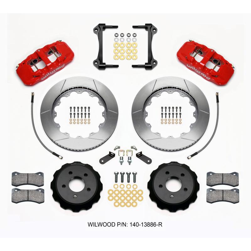Wilwood AERO6 Front Hat Kit 14.00 Red 2015-Up Mustang w/Lines - T1 Motorsports