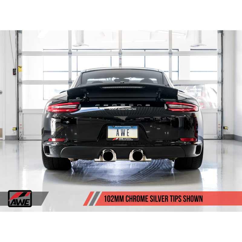 AWE Tuning Porsche 911 (991.2) Carrera / S SwitchPath Exhaust for PSE Cars - Chrome Silver Tips