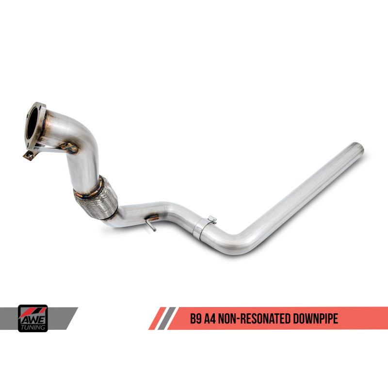 AWE Tuning Audi B9 A4 Track Edition Exhaust Dual Outlet - Diamond Black Tips (Includes DP)