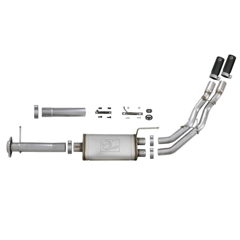 aFe Rebel Series Exht 3in SS Middle Side Exit CB w/ Black Tips 11-14 Ford F150 Ecoboost V6 3.5L (tt)