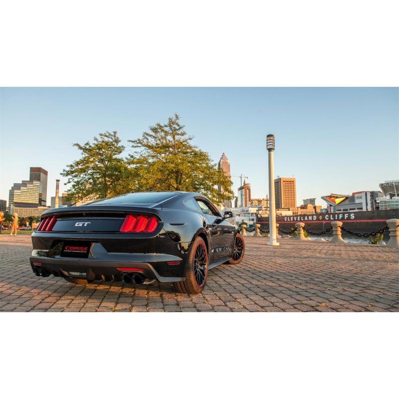 Corsa Sport 3in Cat Back Exhaust Black Quad Tips - 2015-2023 Ford Mustang GT 5.0