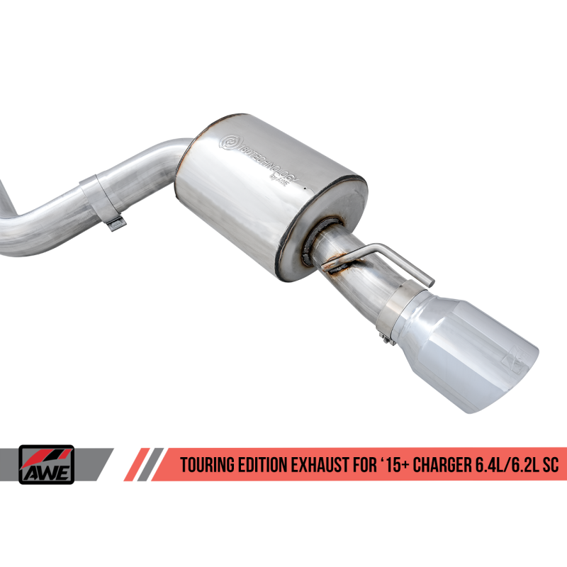 AWE Tuning 2015+ Dodge Charger 6.4L/6.2L SC Non-Resonated Touring Edition Exhaust - Silver Tips