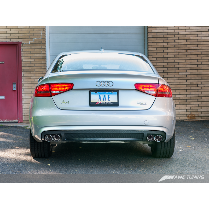 AWE Tuning Audi B8 A4 Touring Edition Exhaust - Quad Tip Polished Silver Tips - Does Not Fit Cabrio