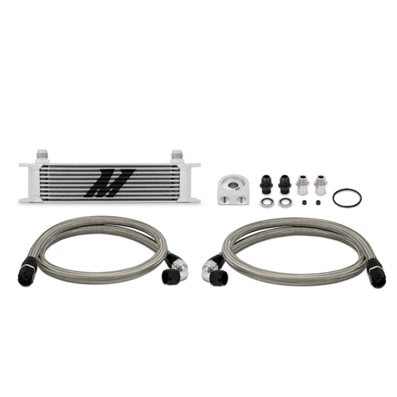 Mishimoto Universal 10 Row Oil Cooler Kit (Metal Braided Lines) - T1 Motorsports