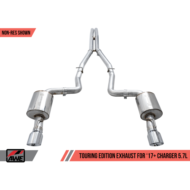 AWE Tuning 2017+ Dodge Charger 5.7L Touring Edition Exhaust - Non-Resonated - Diamond Black Tips