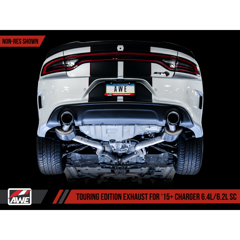 AWE Tuning 2015+ Dodge Charger 6.4L/6.2L SC Non-Resonated Touring Edition Exhaust - Silver Tips