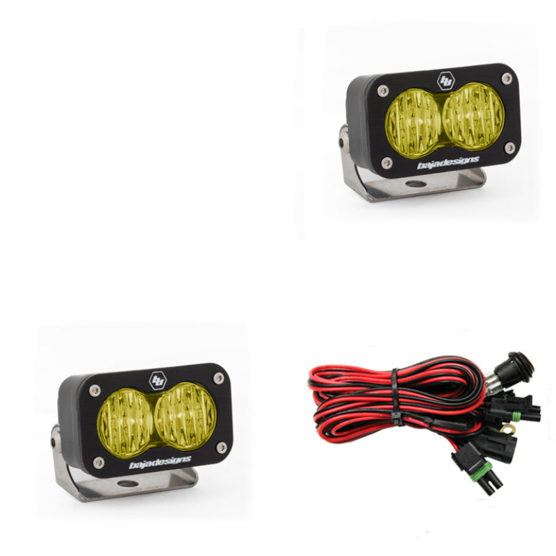 Baja Designs S2 Sport Wide Cornering Pattern Pair LED Work Light - Amber - T1 Motorsports