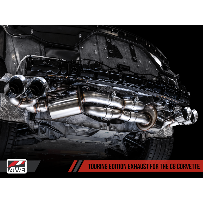 AWE Tuning 2020 Chevrolet Corvette (C8) Touring Edition Exhaust - Quad Diamond Black Tips