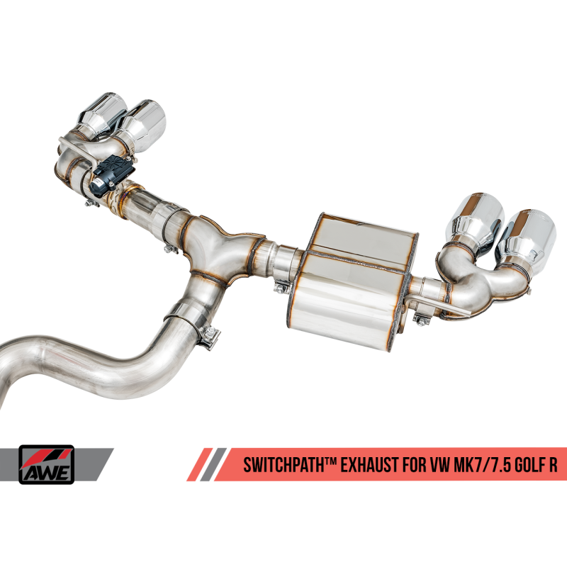 AWE Tuning Volkswagen Golf R MK7.5 SwitchPath Exhaust w/Chrome Silver Tips 102mm - T1 Motorsports