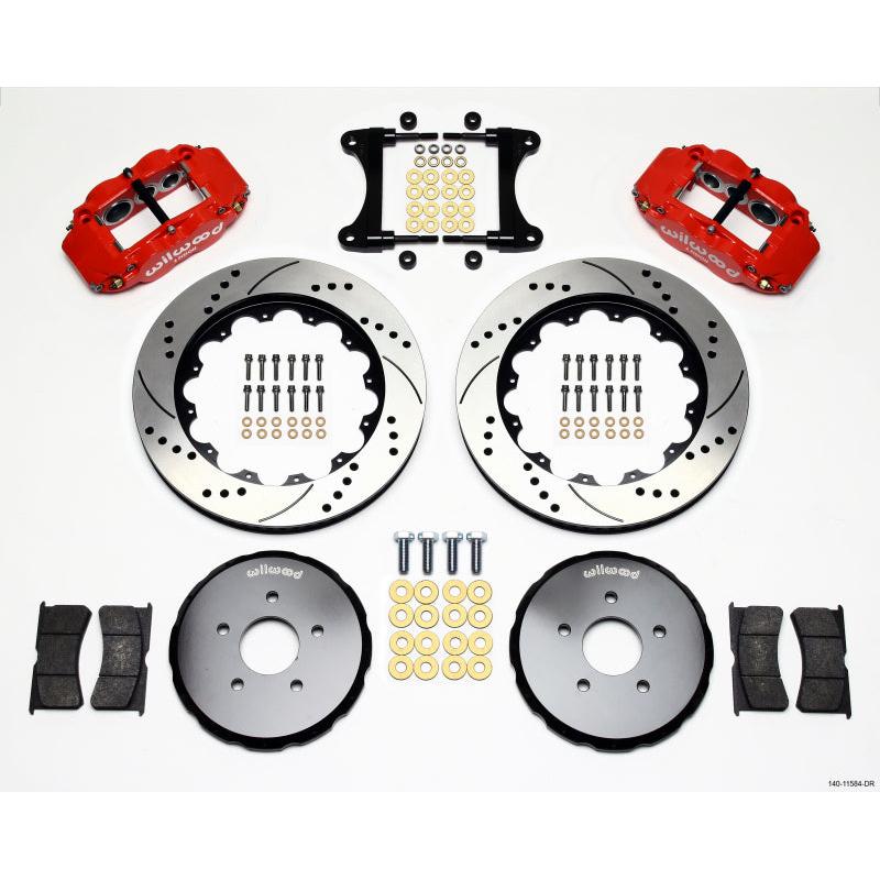 Wilwood Narrow Superlite 6R Front Hat Kit 14.00in Drill Red Nissan 370Z/Fiti G37 - T1 Motorsports