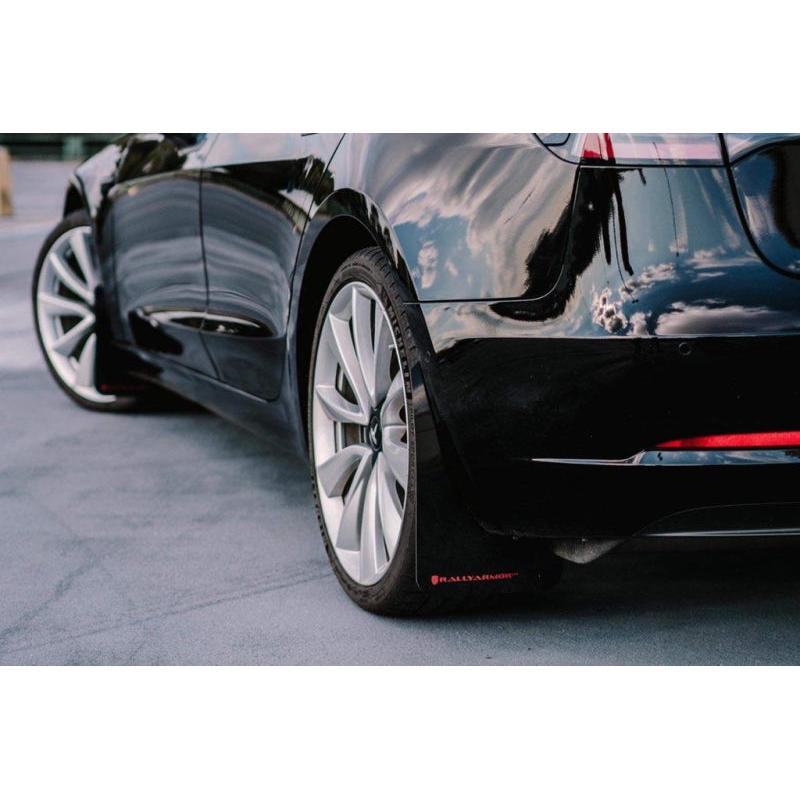 Rally Armor 17-22 Tesla Model 3 Black UR Mud Flap w/ Red Logo