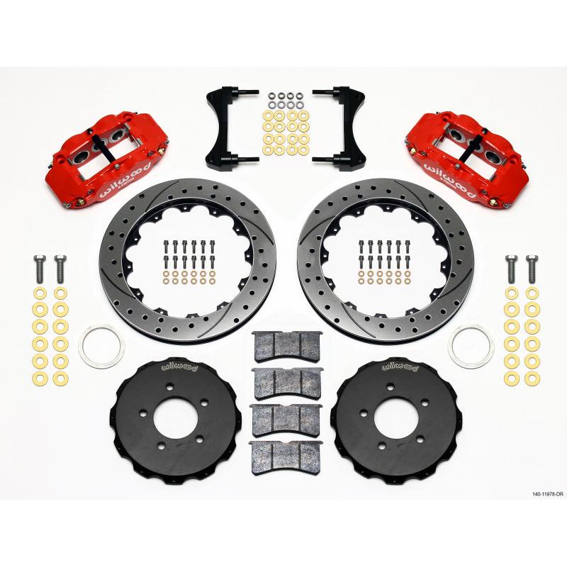 Wilwood Narrow Superlite 6R Front Hat Kit 12.88in Drill Red 2006-Up Civic / CRZ - T1 Motorsports