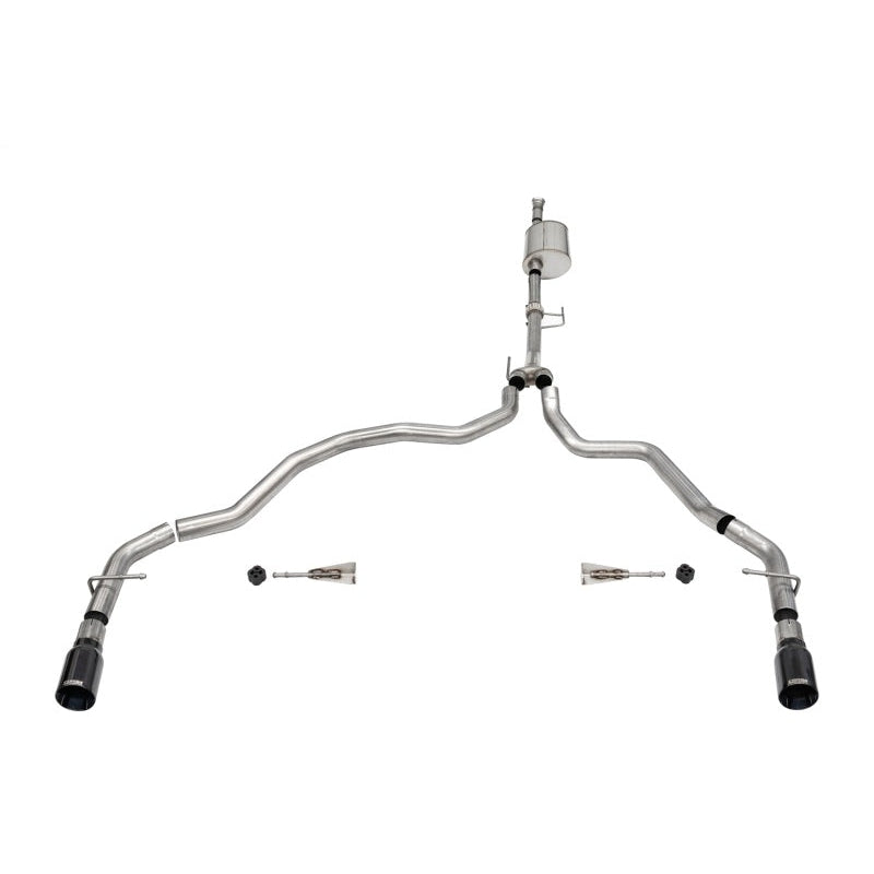 Corsa Sport Cat-Back Exhaust w/Dual Rear Exit-Black Tips - 2021-2024 Ford F-150 3.5L V6