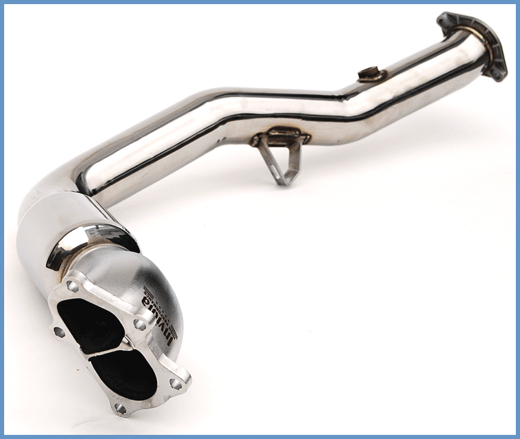Invidia 02-07 WRX/STi Polished Divorced Waste Gate Downpipe with High Flow Cat - T1 Motorsports