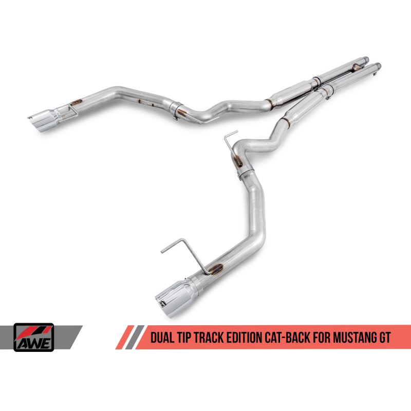 AWE Tuning S550 Mustang GT Cat-back Exhaust - Track Edition (Chrome Silver Tips)