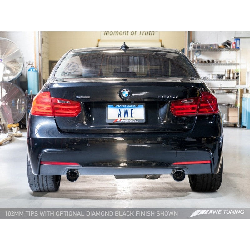 AWE Tuning BMW F3X 335i/435i Touring Edition Axle-Back Exhaust - Diamond Black Tips (102mm)