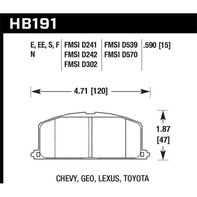 Hawk 87 Toyota Corolla FX16 HP+ Street Front Brake Pads - T1 Motorsports
