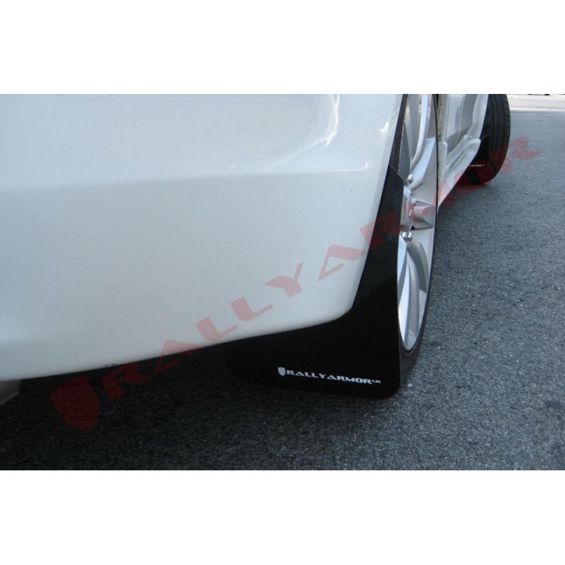 Rally Armor 07-17 Mitsubishi Lancer Black UR Mud Flap w/ White Logo