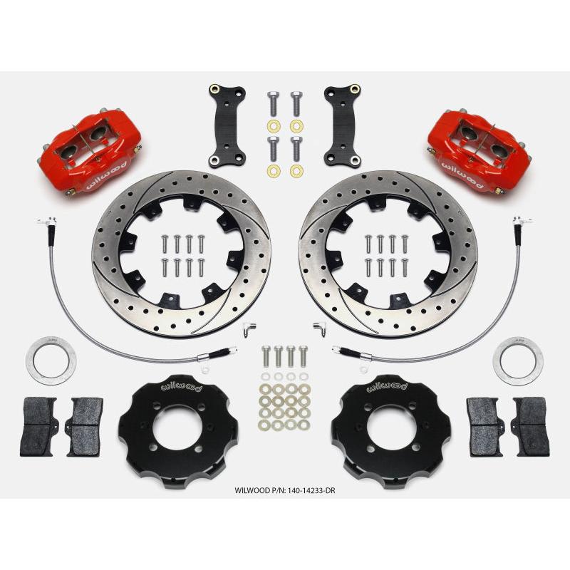 Wilwood Forged Dynalite Front Hat Kit 12.19in Drilled Red 2016-Up Mazda MX5 Miata w/ Lines - T1 Motorsports