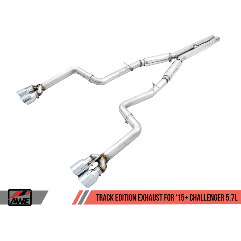 AWE Tuning 2017+ Dodge Challenger 5.7L Track Edition Exhaust - Chrome Silver Quad Tips