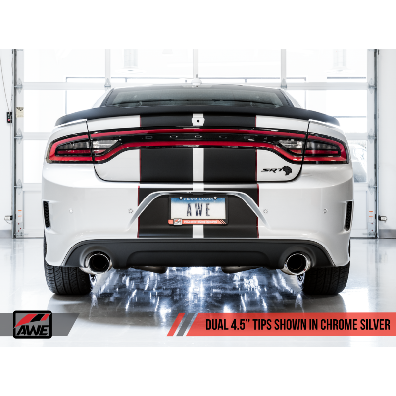 AWE Tuning 2015+ Dodge Charger 6.4L/6.2L Non-Resonated Touring Edition Exhaust - Diamond Blk Tips