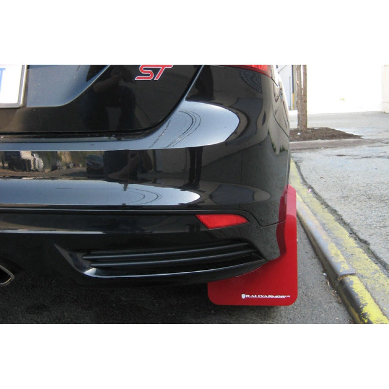 Rally Armor 12-19 Ford Focus ST / 16-19 RS Black UR Mud Flap w/ Nitrous Blue Logo - T1 Motorsports
