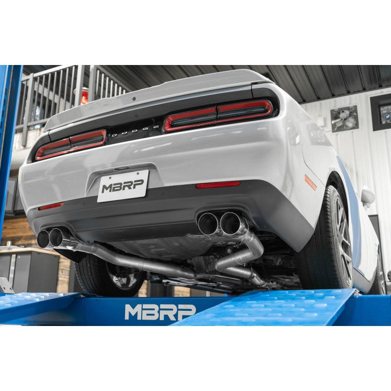 MBRP 15-16 Dodge Challenger RT 5.7L T304 SS 3in Dual Rear Cat-back CF Quad Tips - Street - T1 Motorsports
