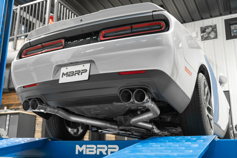 MBRP 15-16 Dodge Challenger RT 5.7L Aluminized Steel 3in Dual Rear Cat-back Quad Tips - Street - T1 Motorsports