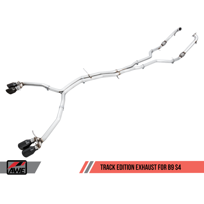 AWE Tuning Audi B9 S4 Track Edition Exhaust - Non-Resonated (Black 102mm Tips)