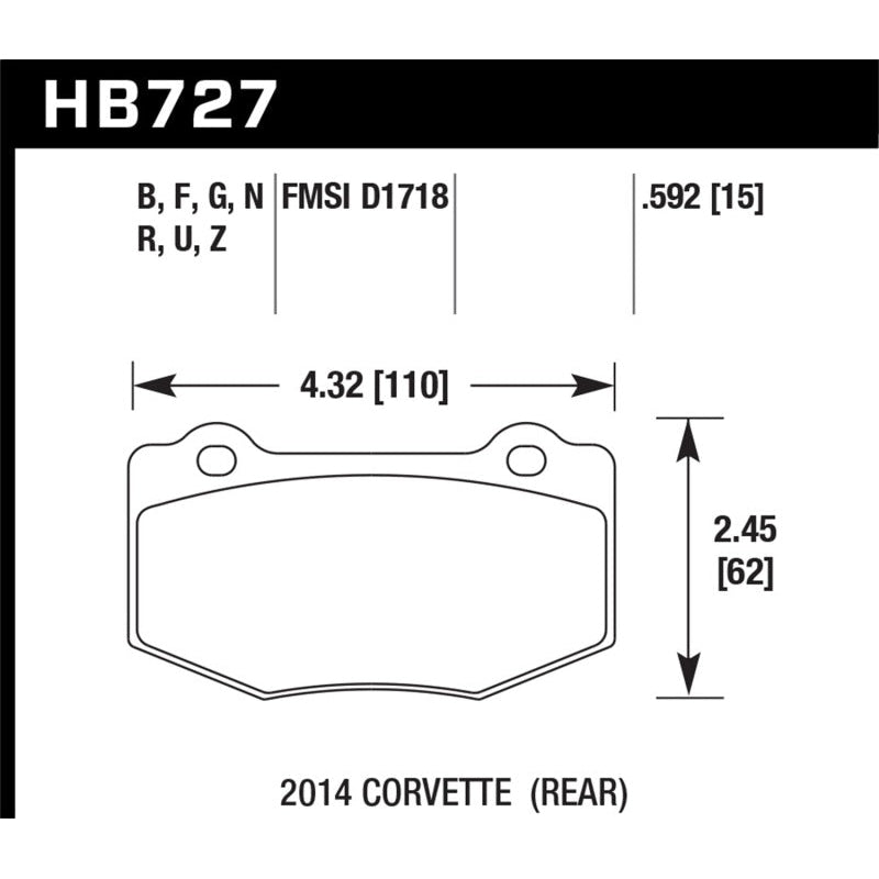 Hawk 2014 Chevrolet Corvette DTC-70 Rear Brake Pads - T1 Motorsports