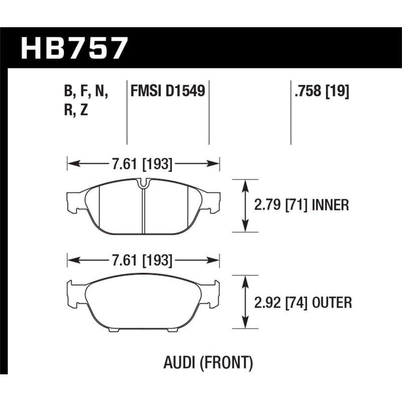 Hawk Audi 2013 A5 Quattro / 12-16 A6 Quattro/A7 Quattro/A8 Quattro HPS 5.0 Front Brake Pads - T1 Motorsports