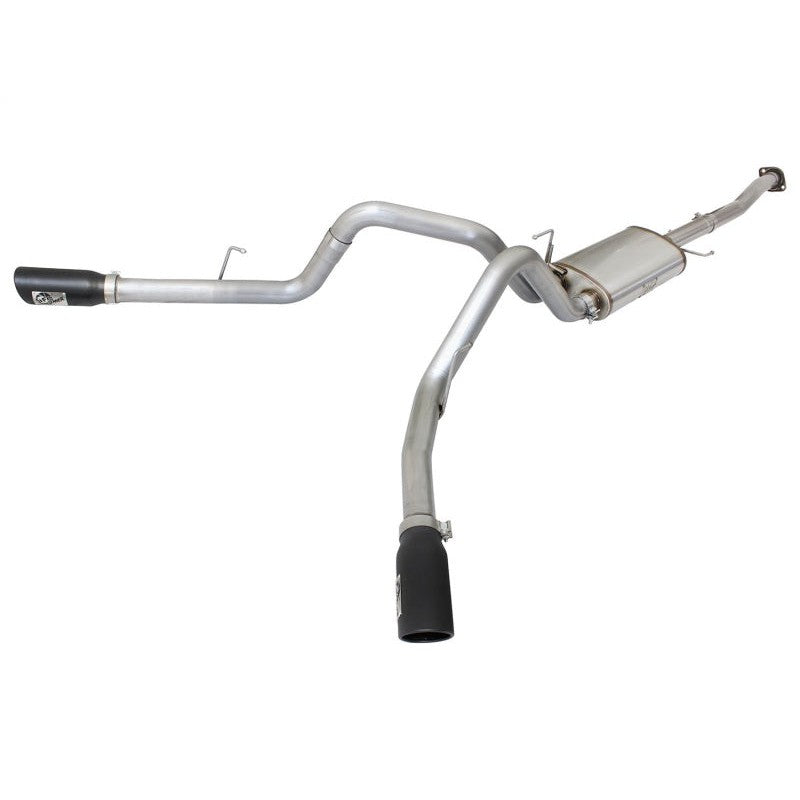 aFe MACHForce XP Exhaust 3in SS Dual Side Exit CB w/ Black Tips 2015 Ford F150 5.0L V8 CC/SB EC/LB