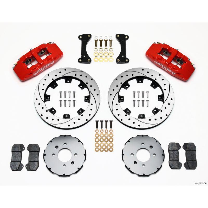 Wilwood Dynapro 6 Front Hat Kit 12.19in Drilled Red 94-01 Honda/Acura w/262mm Disc - T1 Motorsports