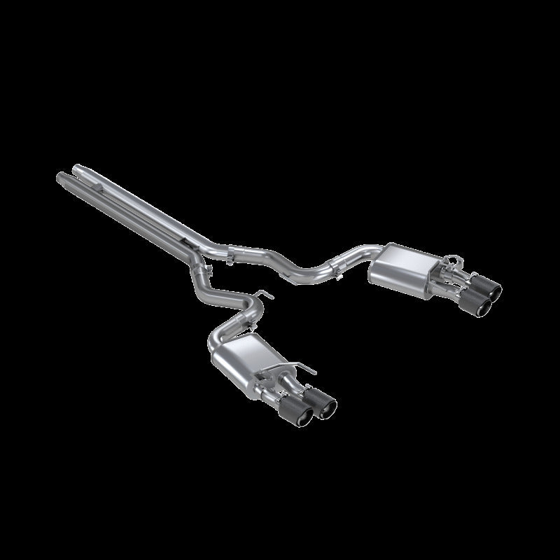 MBRP 18-20 Ford Mustang GT 5.0 w/ Quad Tip Active Exhaust Cat Back Split Rear T304 w/ Carb Fib Tips - T1 Motorsports
