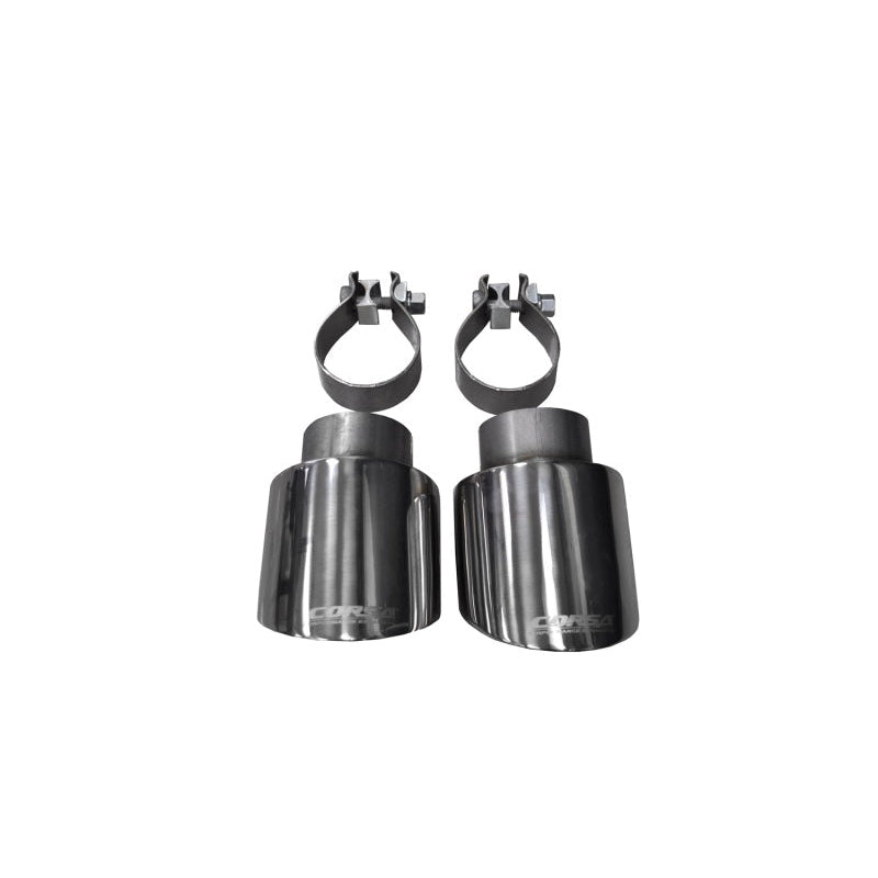 Corsa Black Two 4.0in Polished Pro-Series Tips - 2010-2014 Volkswagen R Mk6