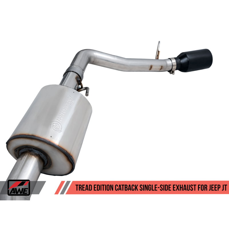 AWE Tuning 20-21 Jeep Gladiator JT 3.6L Tread Edition Cat-Back Single Side Exhaust - Diamond Blk Ti - T1 Motorsports