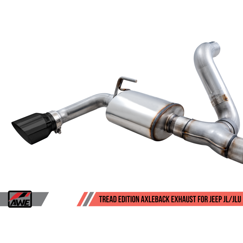 AWE Tuning 2018+ Jeep Wrangler JL/JLU Tread Edition Axle-Back Dual Exhaust - Diamond Black Tips