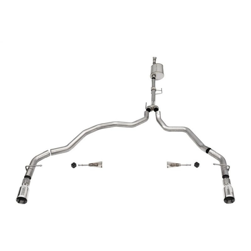Corsa Sport Cat-Back Exhaust w/Dual Rear Exit-Polished Tips - 2021-2024 Ford F-150 3.5L V6