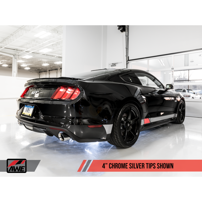 AWE Tuning S550 Mustang GT Cat-back Exhaust - Track Edition (Chrome Silver Tips)