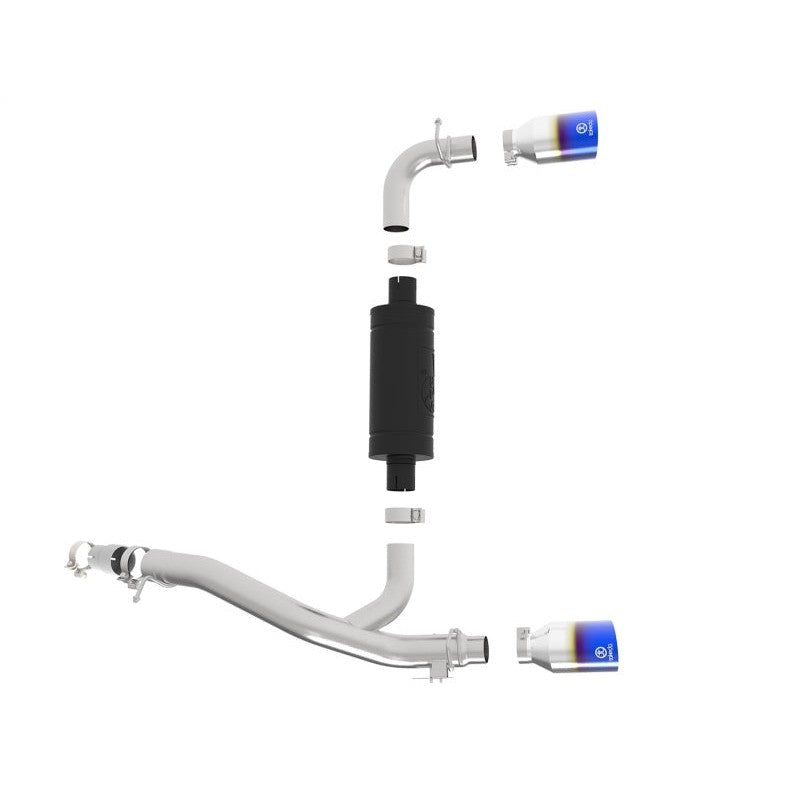 aFe Takeda 3in 304 SS Axle-Back Exhaust System w/ Blue Flame Tip 16-18 Ford Focus RS 2.3L (t)