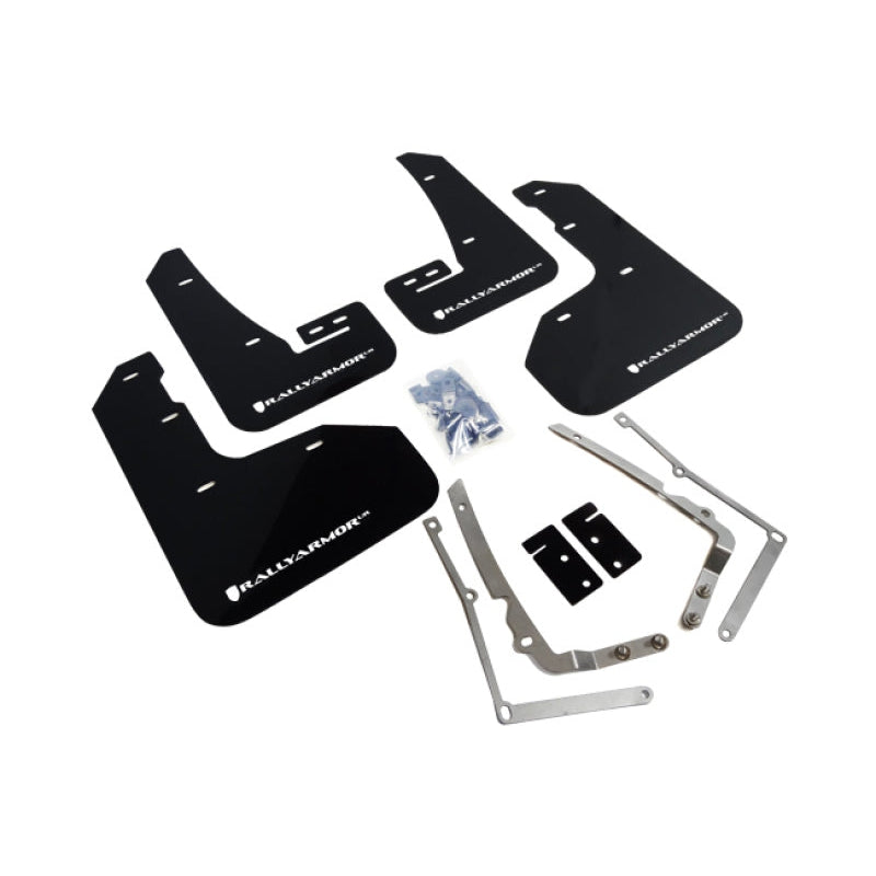 Rally Armor 15-17.5 VW Golf R Black UR Mud Flap w/ White Logo - T1 Motorsports