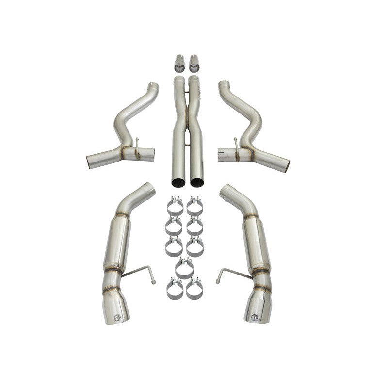 aFe MACHForce XP 3in Aggressive Toned Cat-Back Exhausts w/ Polished Tips 15-17 Ford Mustang V6/V8
